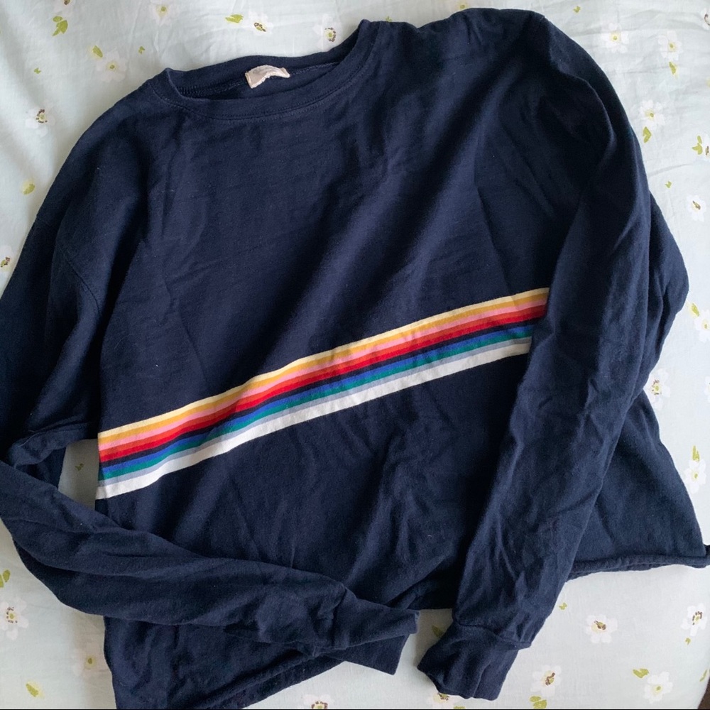 John Galt / Brandy Melville Navy Rainbow Strip Top